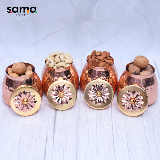 Exclusive Container Set of 4 with Copper Finished For Multi-Purposes - Sama Homes