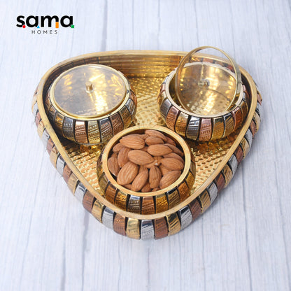 Multipurpose Brass Supari Set Decorative Box Container Set of 4 - Sama Homes