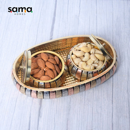 Multipurpose Brass Supari Set Decorative Box Container Set of 3 - Sama Homes