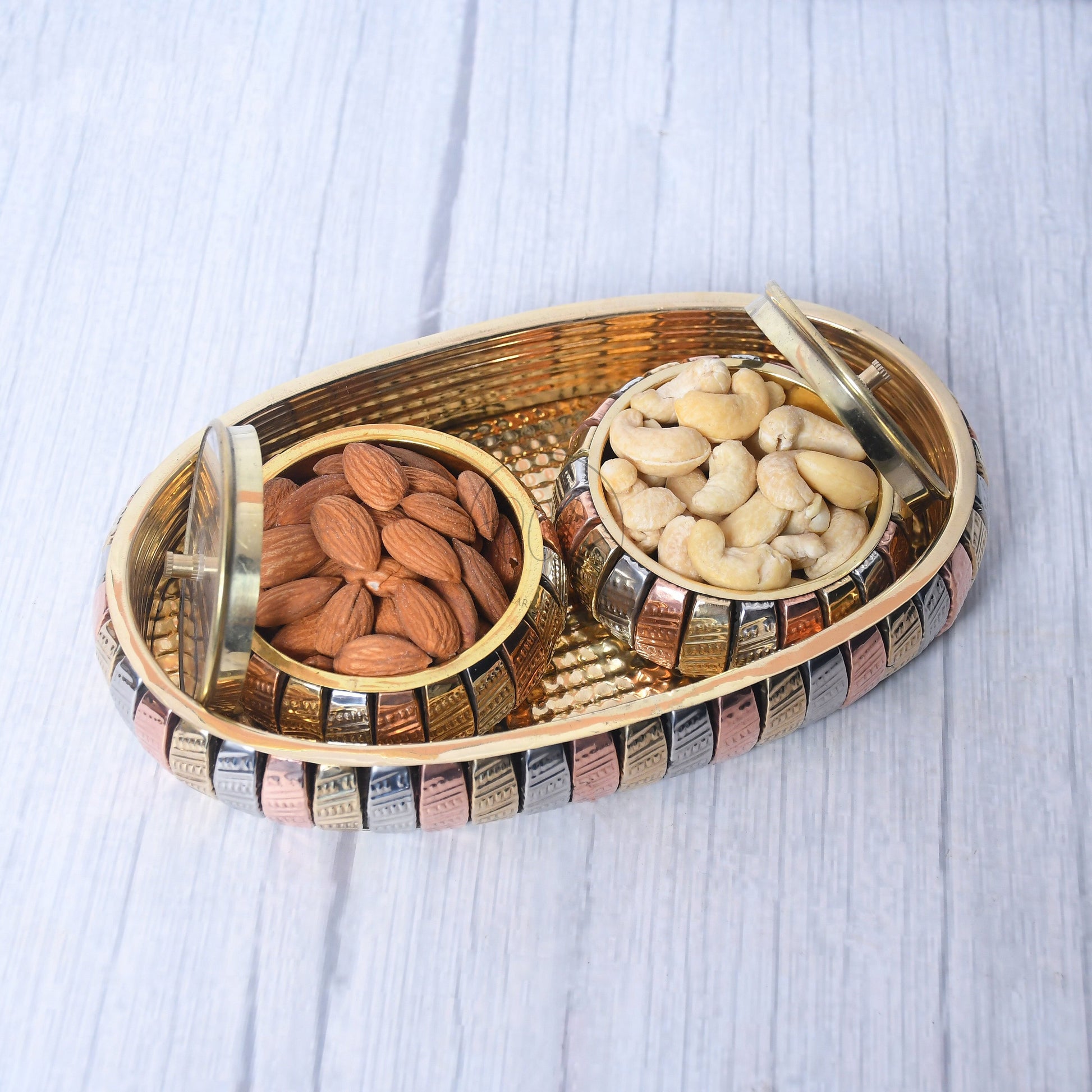 Multipurpose Brass Supari Set Decorative Box Container Set of 3 - Sama Homes - Image 2