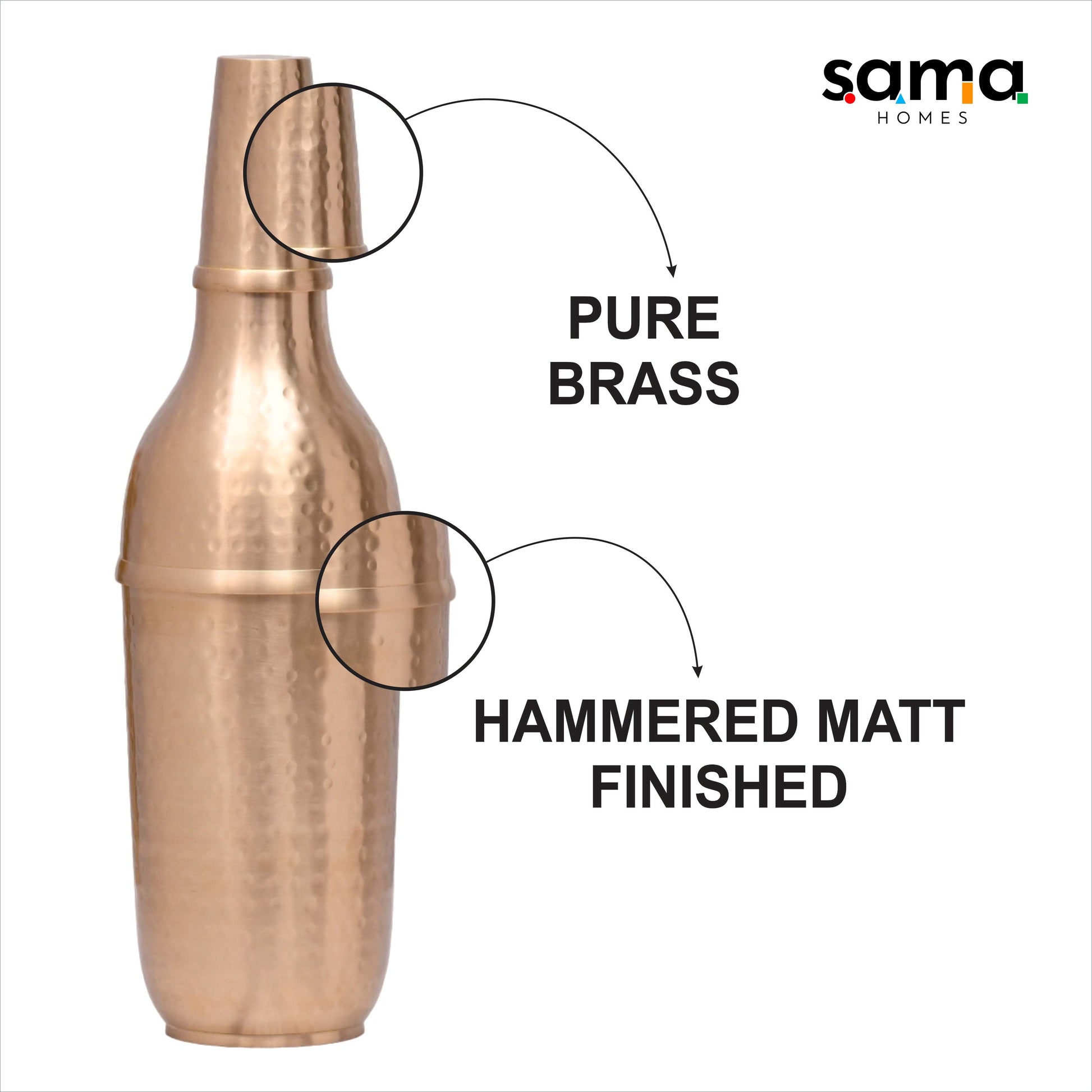 Half Hammered Brass Matt Finished Champagne Bottle Case with Elegant Design Barware - Sama Homes - Image 3