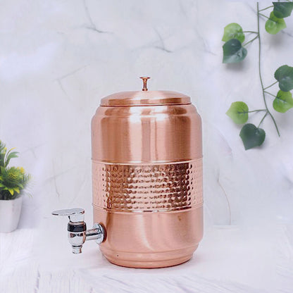 Pure Copper 5 Litre Half Hammered Water Dispenser (Matka) 5000ML - Sama Homes
