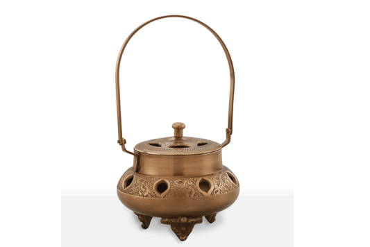 Brass Antique Dhupdaan | Handcrafted Incense Holder for Spiritual and Decorative Use | Unique Ethnic Home Decor - Sama Homes