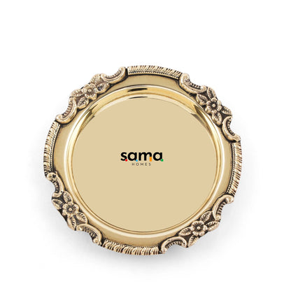 Brass Medium Size Plate | Puja | Small Serving - Sama Homes