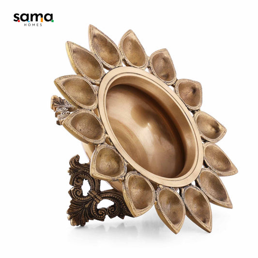Brass Deepak Urli | Traditional Indian Oil Lamp for Devotional & Spiritual Use | Perfect Gift for Festivals & Home Decor - Sama Homes
