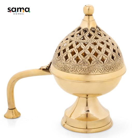 Handcrafted Brass Dhupdaan | Traditional Incense Holder for Spiritual Rituals & Home Decor | Ethnic Aroma Diffuser - Sama Homes