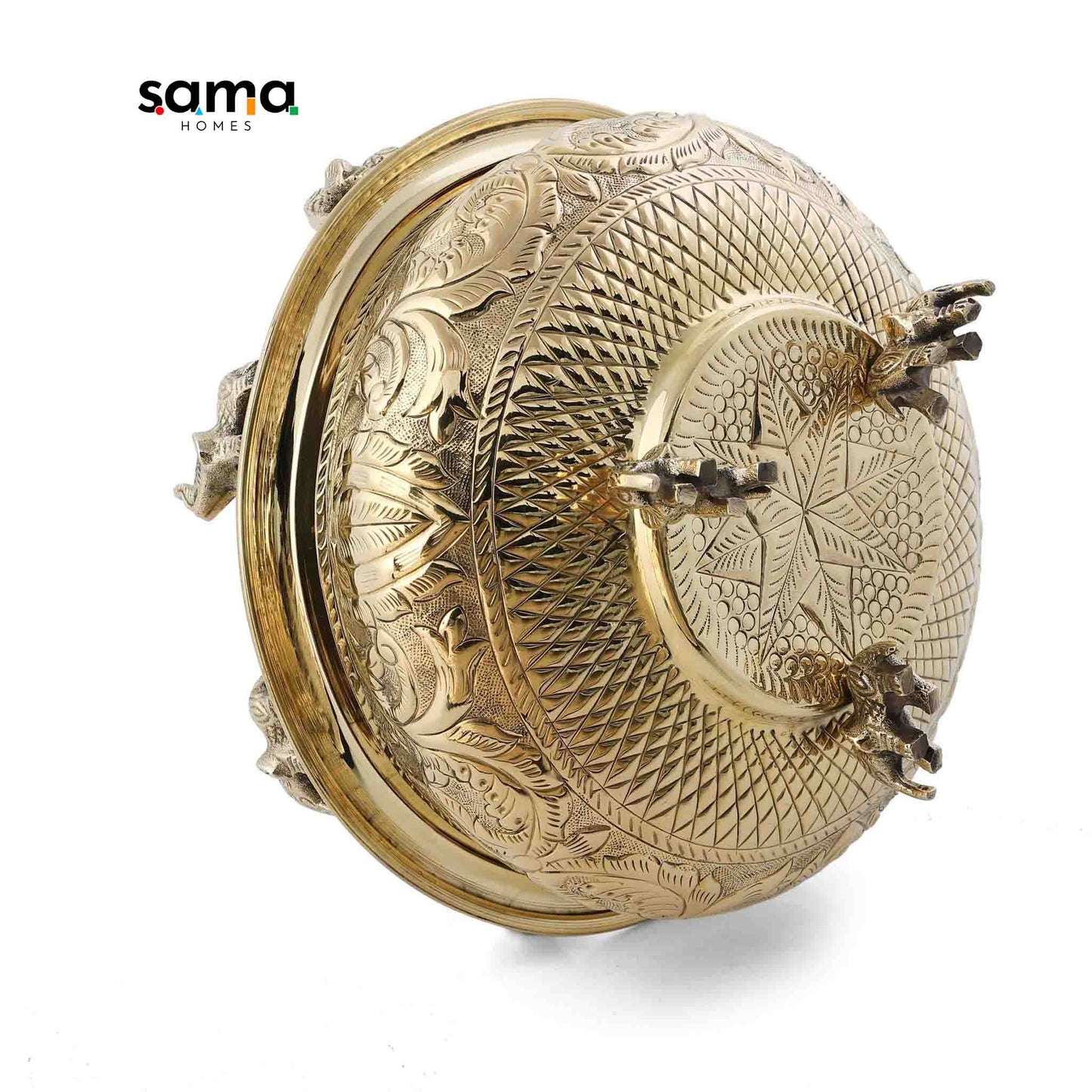 Elegant Brass Elephant Urli | Traditional Indian Decorative Bowl for Home Décor & Festive Celebrations - Sama Homes