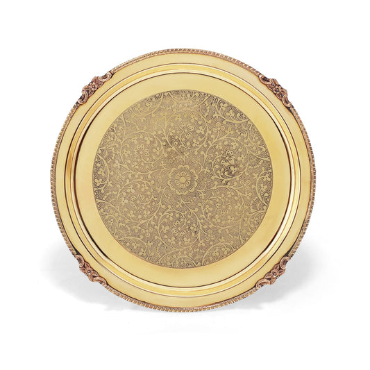 Brass Etched Full Plate | Handcrafted Indian Tableware | Eco-Friendly Decorative Dinner Plate - Sama Homes