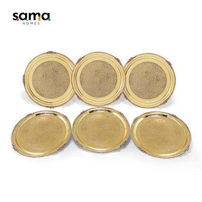 Brass Etched Full Plate | Handcrafted Indian Tableware | Eco-Friendly Decorative Dinner Plate - Sama Homes