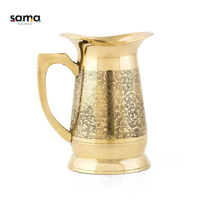 Brass Water Jug | Handmade Sustainable Pitcher | Reusable & Recyclable | Eco-Friendly Ayurvedic Jug for Hydration - Sama Homes