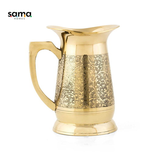 Brass Water Jug | Handmade Sustainable Pitcher | Reusable & Recyclable | Eco-Friendly Ayurvedic Jug for Hydration - Sama Homes