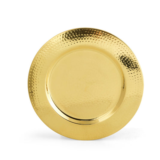 Brass Hammered Charger Serving Plate | Handcrafted Eco-Friendly Indian Tableware | Reusable Durable - Sama Homes