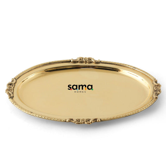 Brass Oval Serving Plate 9" - Sama Homes