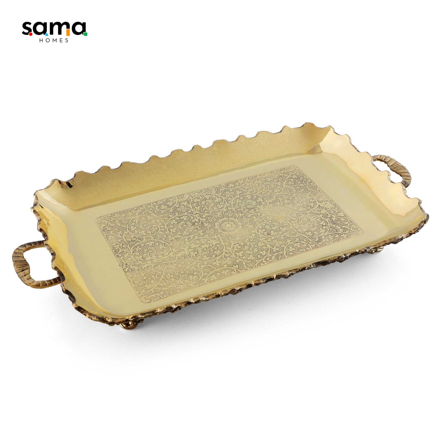 Brass Rectangular Fruit Serving Tray - Sama Homes