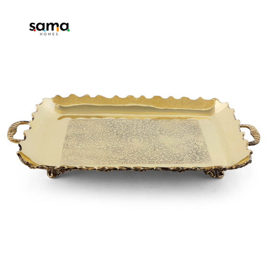 Brass Rectangular Fruit Serving Tray - Sama Homes