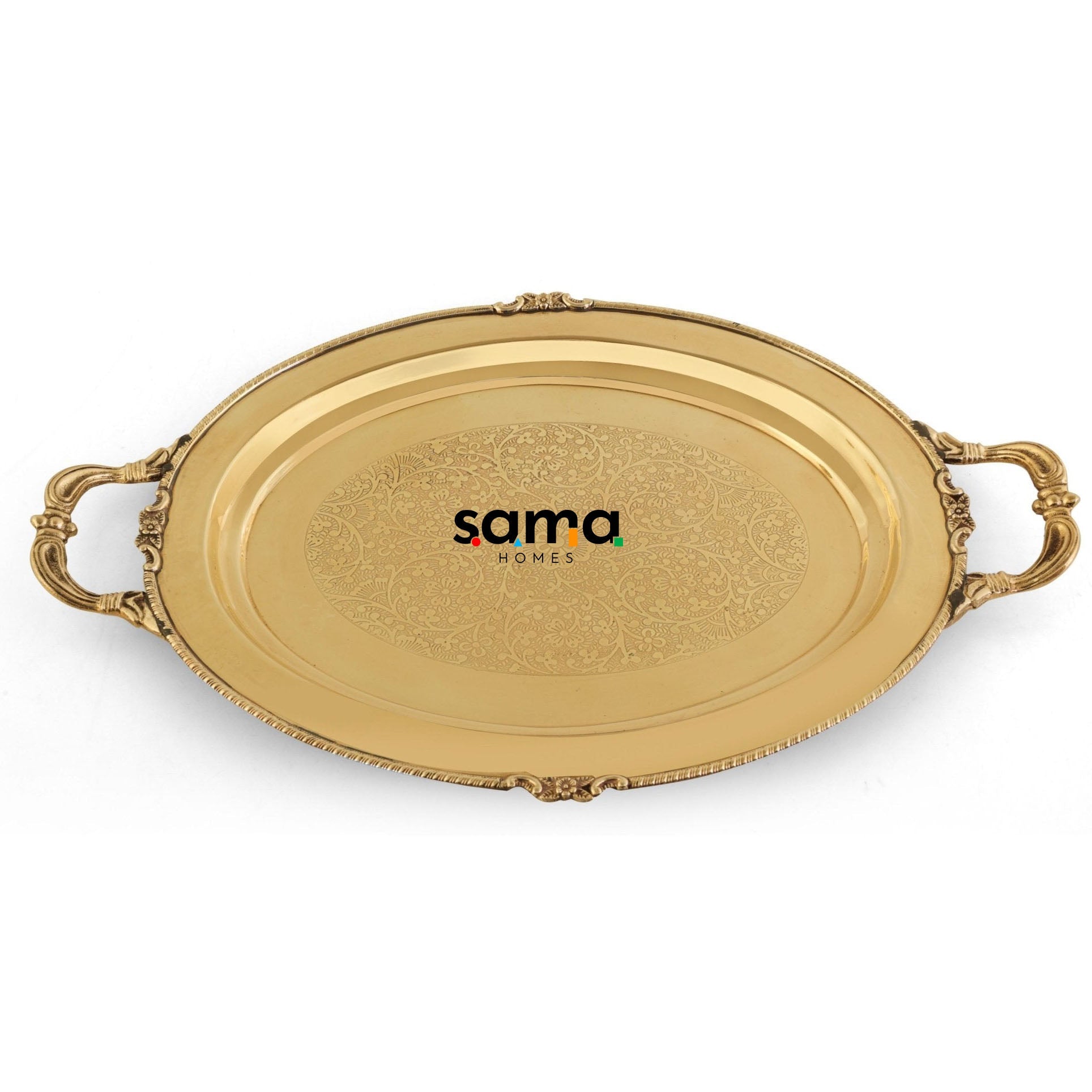 Brass Serving Tray with Handle - Sama Homes