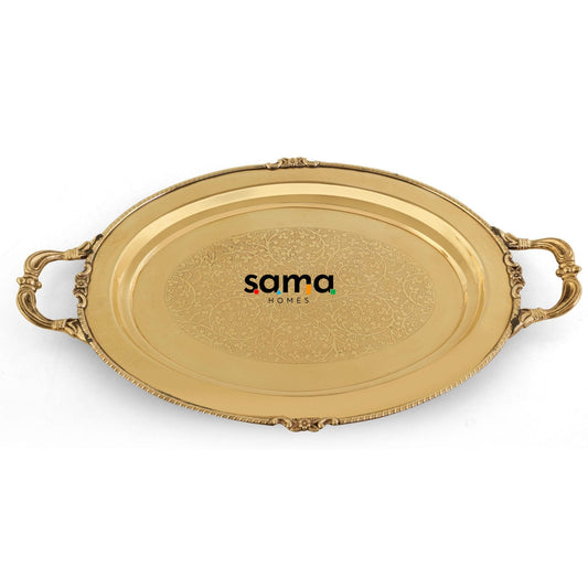 Brass Serving Tray with Handle - Sama Homes