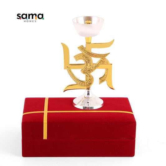Brass Swastik Oil Lamp [Deepak] - Sama Homes