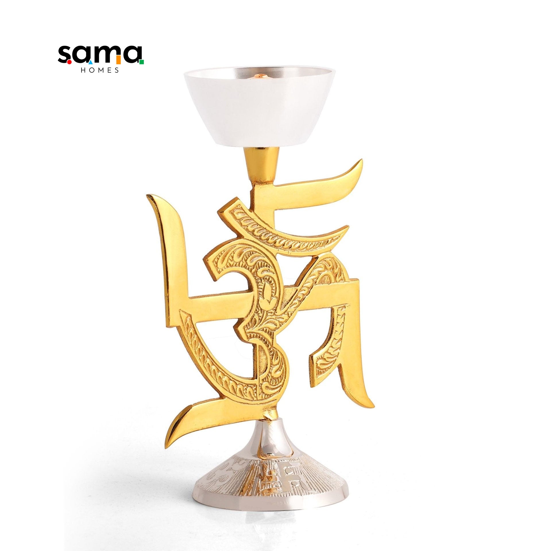 Brass Swastik Oil Lamp [Deepak] - Sama Homes