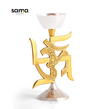 Brass Swastik Oil Lamp [Deepak] - Sama Homes