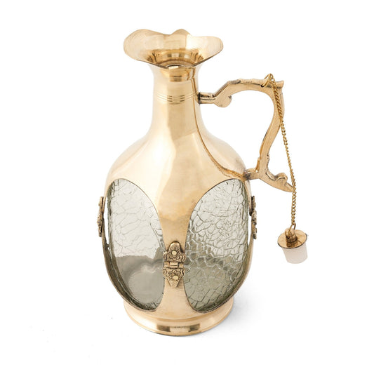 Old Monk Glass Brass Jug Pitcher | Stylish Living - Sama Homes