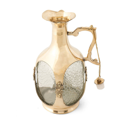 Old Monk Glass Brass Jug Pitcher | Stylish Living - Sama Homes