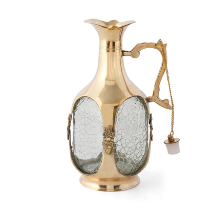 Old Monk Glass Brass Jug Pitcher | Stylish Living - Sama Homes