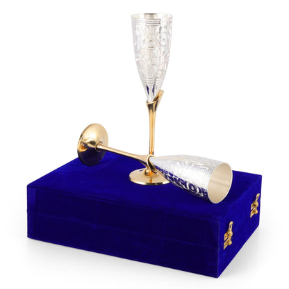 Brass Wine / Champagne Glasses Set of 2 - Sama Homes