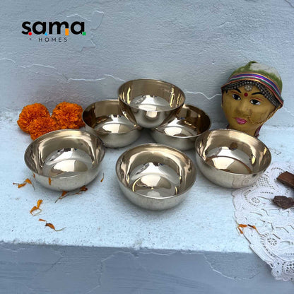 Bronze / Kansa Bowls or Katori Set of 6 Bowls - Sama Homes