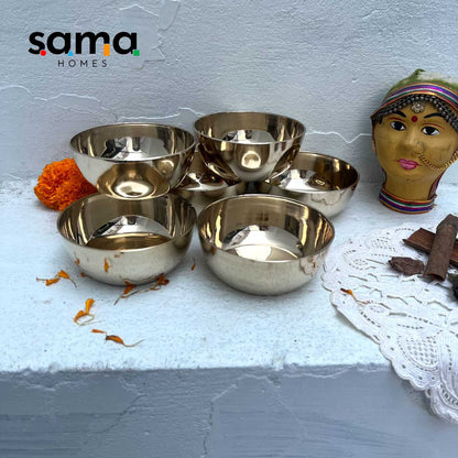 Bronze / Kansa Bowls or Katori Set of 6 Bowls - Sama Homes