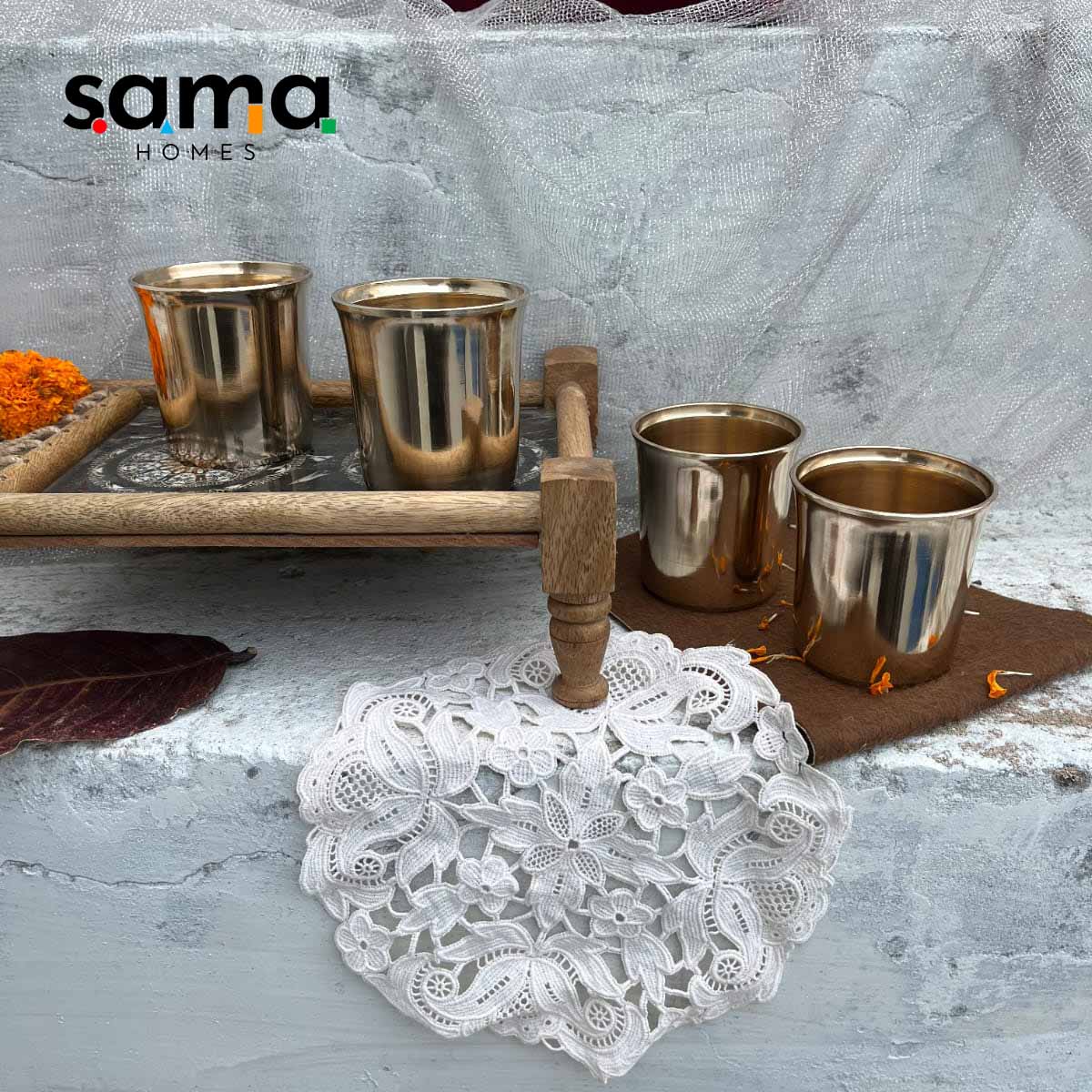 Bronze / Kansa Glasses in Glossy Finish - Sama Homes