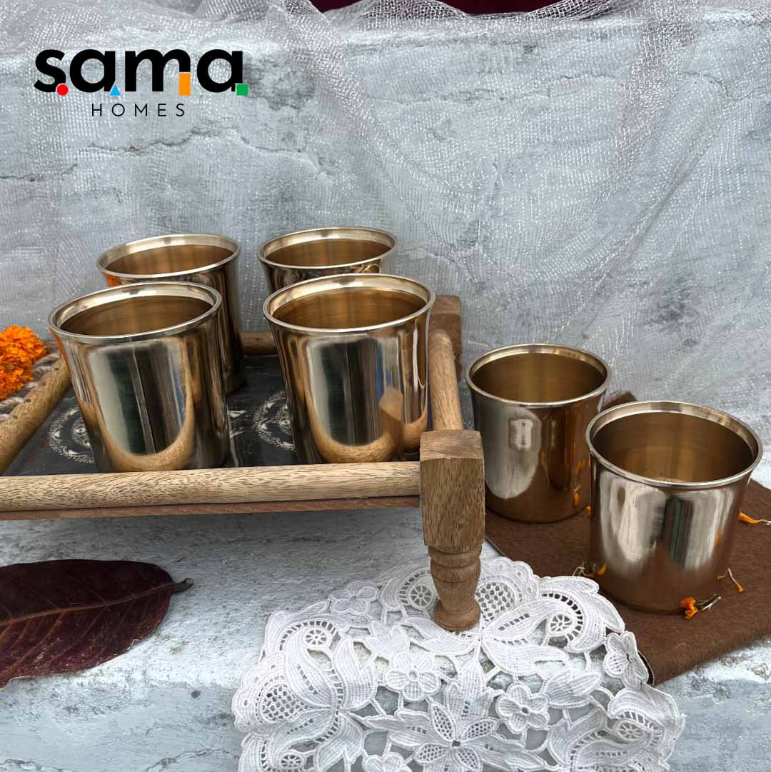 Bronze / Kansa Glasses in Glossy Finish - Sama Homes