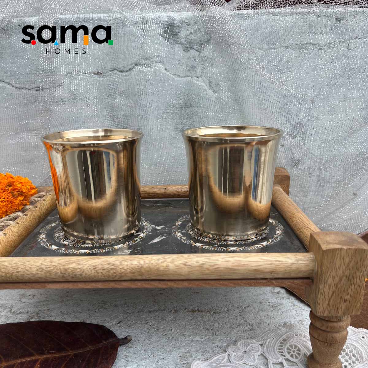 Bronze / Kansa Glasses in Glossy Finish - Sama Homes