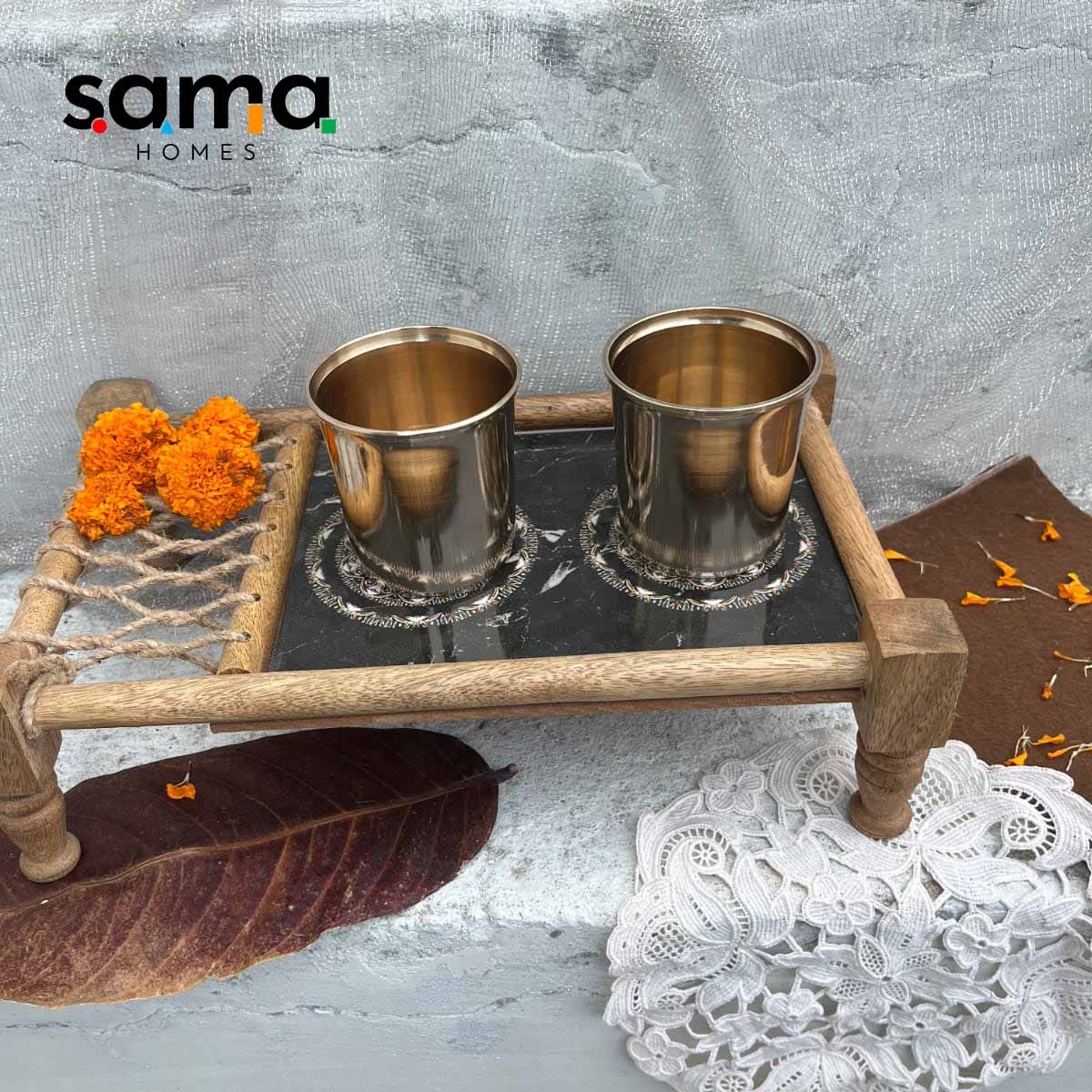 Bronze / Kansa Glasses in Glossy Finish - Sama Homes