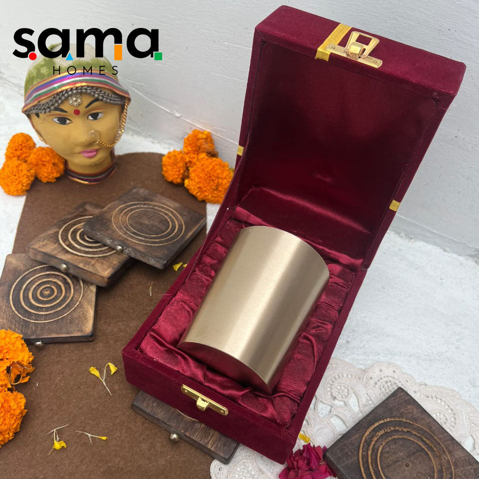 Bronze / Kansa Glasses with Velvet Box - Sama Homes - Eco-friendly - Sama Homes