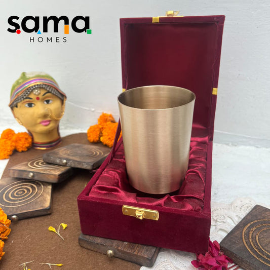 Bronze / Kansa Glasses with Velvet Box - Sama Homes