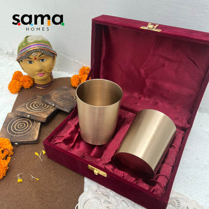 Bronze / Kansa Glasses with Velvet Box - Sama Homes