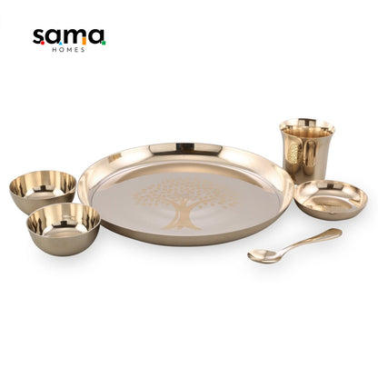 Bronze / Kansa Dinner Set Engraved Glossy (Pack of 6) - Sama Homes