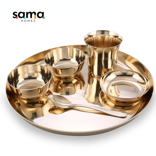 SAMA Homes Bronze / Kansa Dinner Set Plain Glossy Finish (Set of 6) - Sama Homes