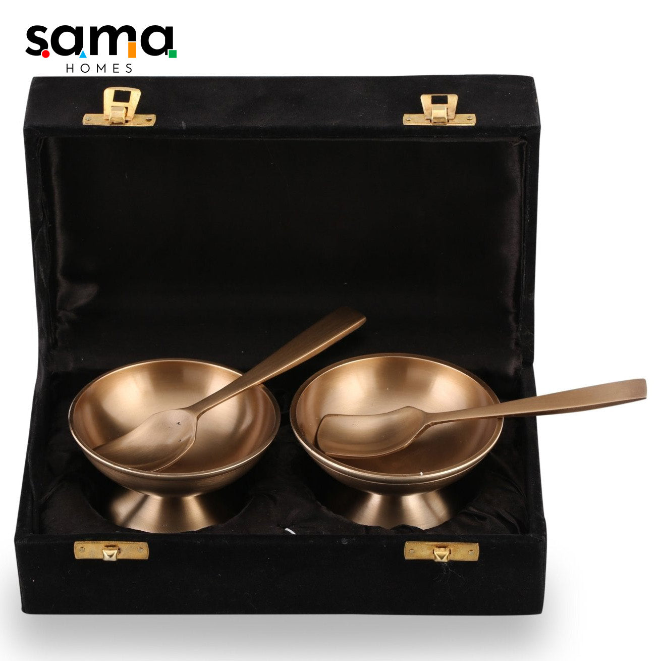 Bronze / Kansa Ice Cream Set with Velvet Box ( Set of 2 ) - Sama Homes