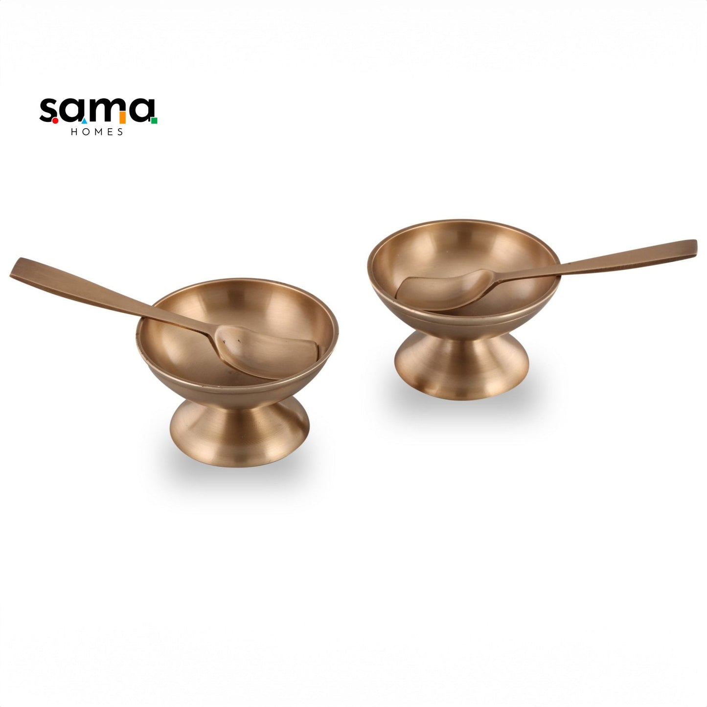 Bronze / Kansa Ice Cream Set with Velvet Box ( Set of 2 ) - Sama Homes