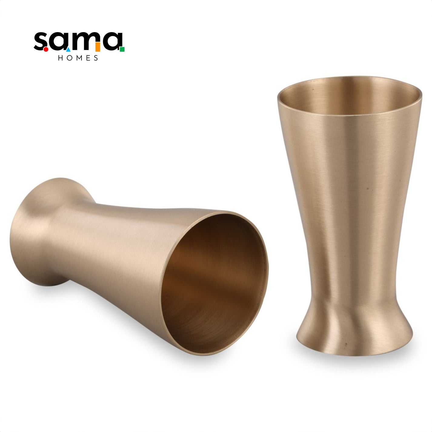 Bronze / Kansa Lassi Glass with Velvet Box ( Set of 2 ) - Sama Homes