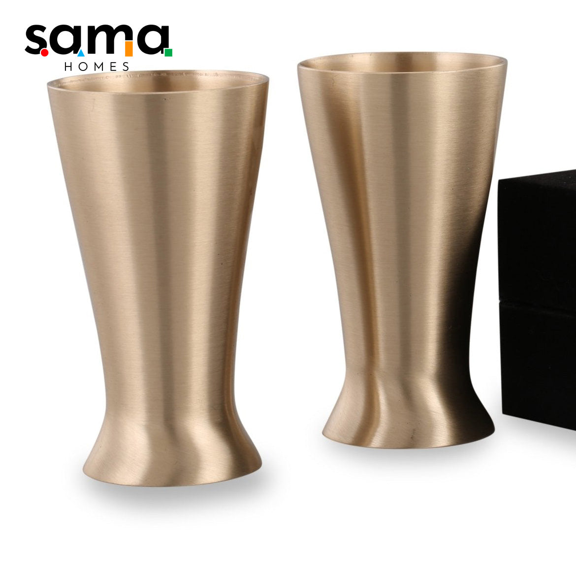 Bronze / Kansa Lassi Glass with Velvet Box ( Set of 2 ) - Sama Homes - Eco-friendly - Sama Homes