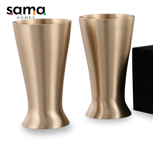 Bronze / Kansa Lassi Glass with Velvet Box ( Set of 2 ) - Sama Homes