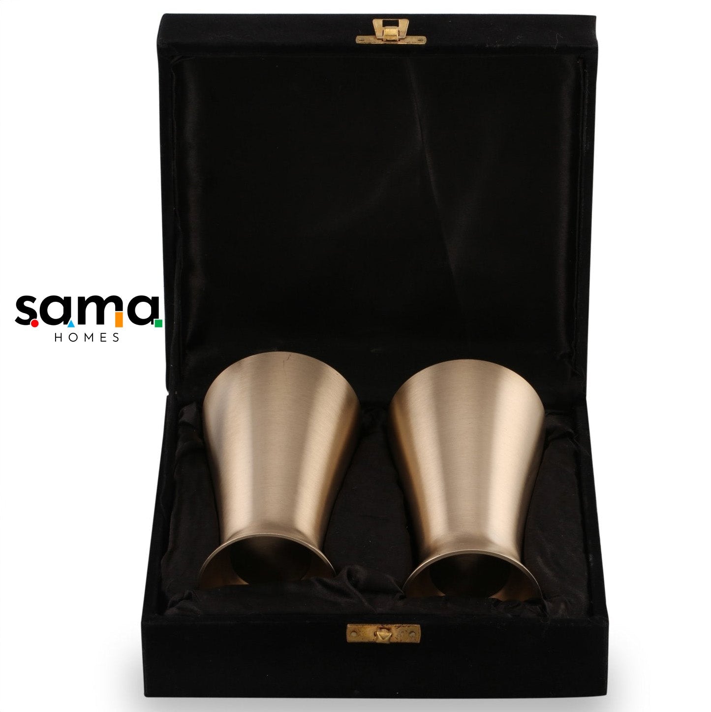 Bronze / Kansa Lassi Glass with Velvet Box ( Set of 2 ) - Sama Homes