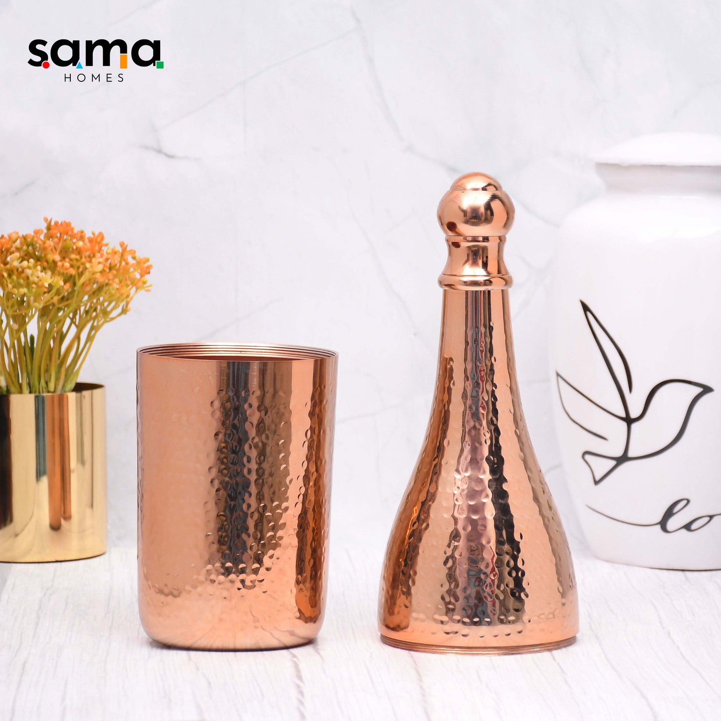 Elegant Design Copper Finished Champagne Bottle Case Barware - Sama Homes
