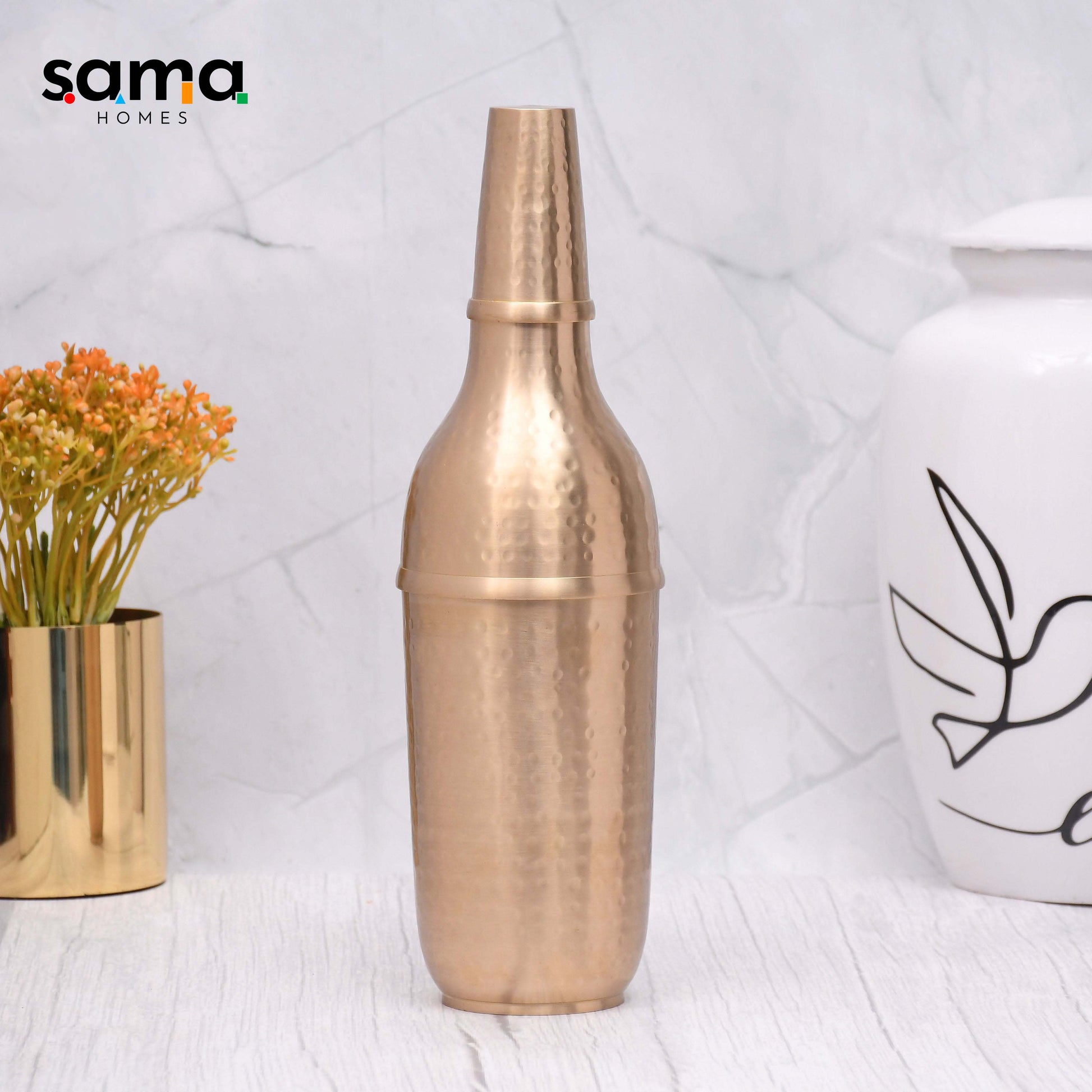 Half Hammered Brass Matt Finished Champagne Bottle Case with Elegant Design Barware - Sama Homes - Eco-friendly - Sama Homes