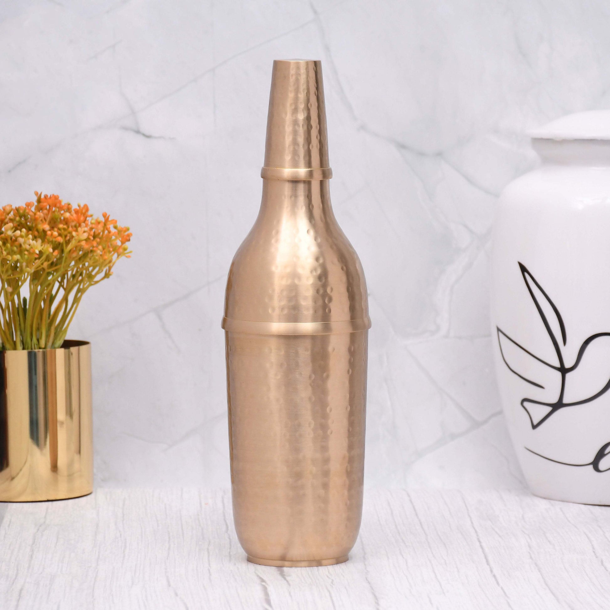 Half Hammered Brass Matt Finished Champagne Bottle Case with Elegant Design Barware - Sama Homes - Image 4