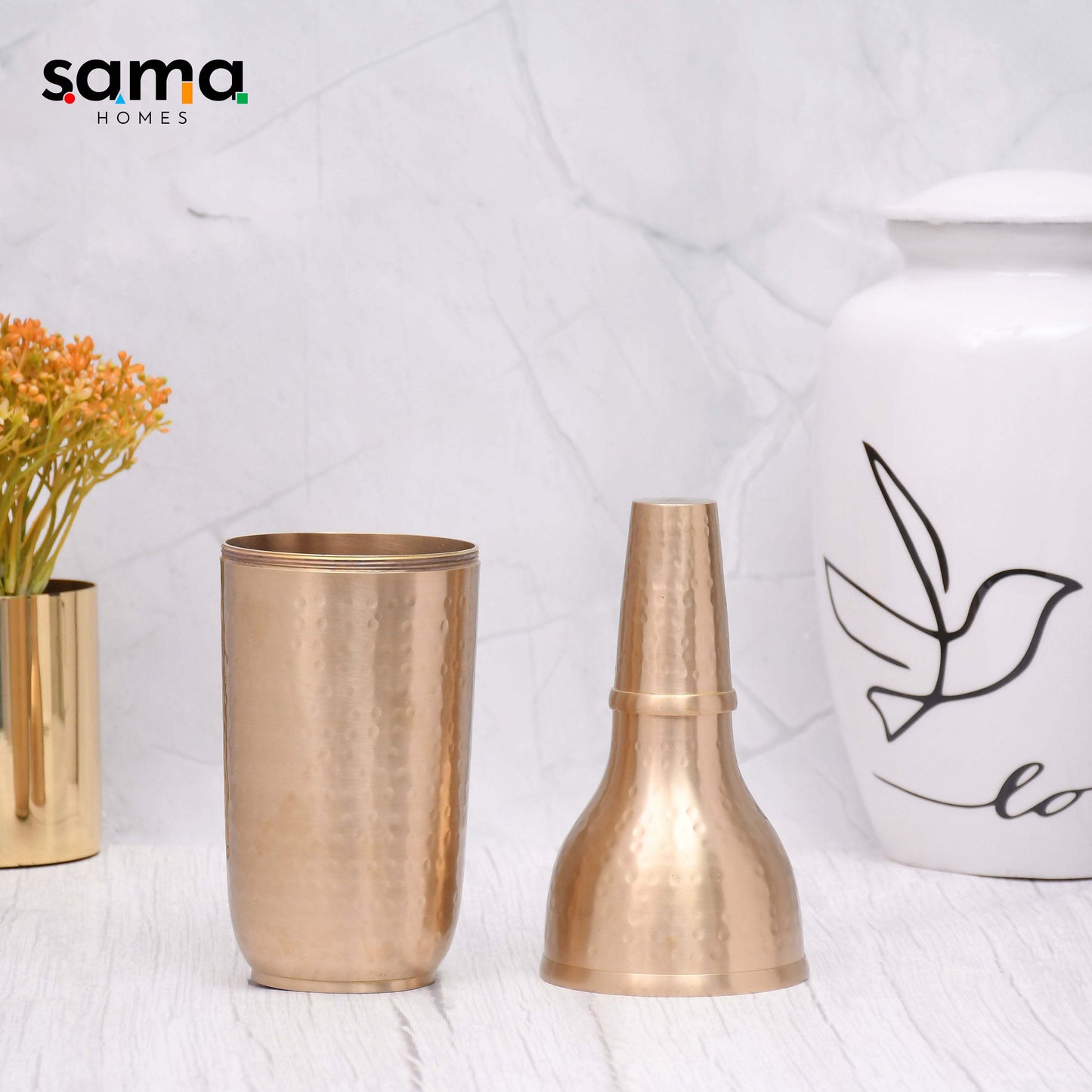 Half Hammered Brass Matt Finished Champagne Bottle Case with Elegant Design Barware - Sama Homes