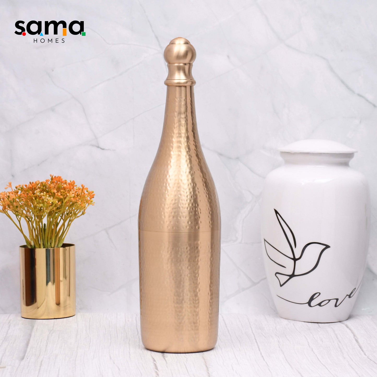 Elegant Design Brass Matt Finished Champagne Bottle Case Barware - Sama Homes